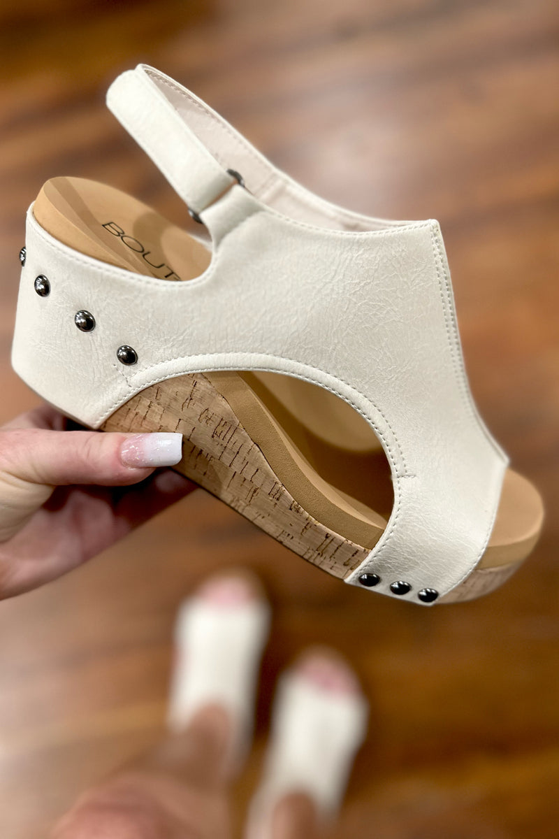 CARLEY By Corkys Cream Wedge-Women's Shoes-Corkys-Gallop 'n Glitz- Women's Western Wear Boutique, Located in Grants Pass, Oregon