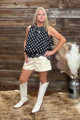 Champagne on the Range Faux Leather Shorts-Shorts-ee:some-Gallop 'n Glitz- Women's Western Wear Boutique, Located in Grants Pass, Oregon