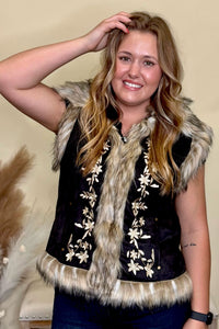The Chateau Faux Suede Vest with Fur Collar-Vest-Tasha Polizzi-Gallop 'n Glitz- Women's Western Wear Boutique, Located in Grants Pass, Oregon