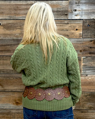 Chenille Cable Knit Sweater by PJ Salvage-Olive-top-PJ Salvage-Gallop 'n Glitz- Women's Western Wear Boutique, Located in Grants Pass, Oregon