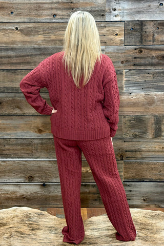 Chenille Cable Knit Sweater by PJ Salvage-Wine-top-PJ Salvage-Gallop 'n Glitz- Women's Western Wear Boutique, Located in Grants Pass, Oregon