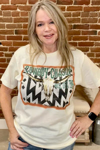 Cowboy Chasin' Bling Tee-Top-Raisin' Arrows-Gallop 'n Glitz- Women's Western Wear Boutique, Located in Grants Pass, Oregon