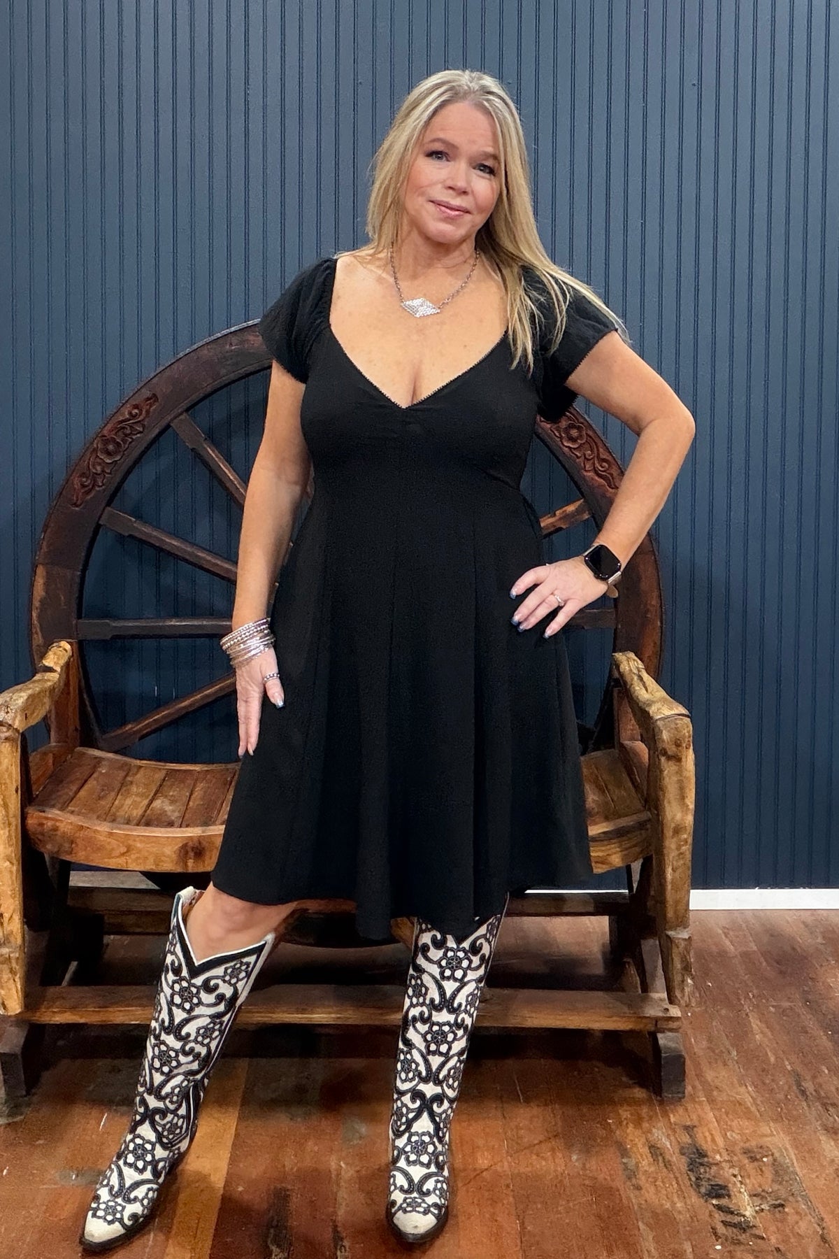 Sassy Little Secret V-Neck Mini Dress - Black-Dress-Cozy Co-Gallop 'n Glitz- Women's Western Wear Boutique, Located in Grants Pass, Oregon