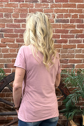 Women's BEST EVER V-Neck Tee - Pink Rose-top-Sanmar-Gallop 'n Glitz- Women's Western Wear Boutique, Located in Grants Pass, Oregon