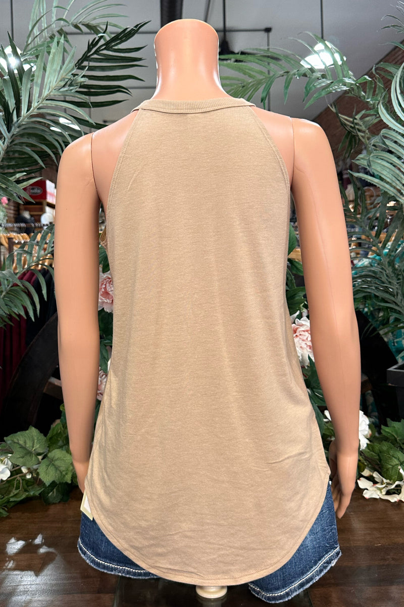 BEST EVER Perfect Rocker Tank - Desert Tan Heather-Tank-Sanmar-Gallop 'n Glitz- Women's Western Wear Boutique, Located in Grants Pass, Oregon