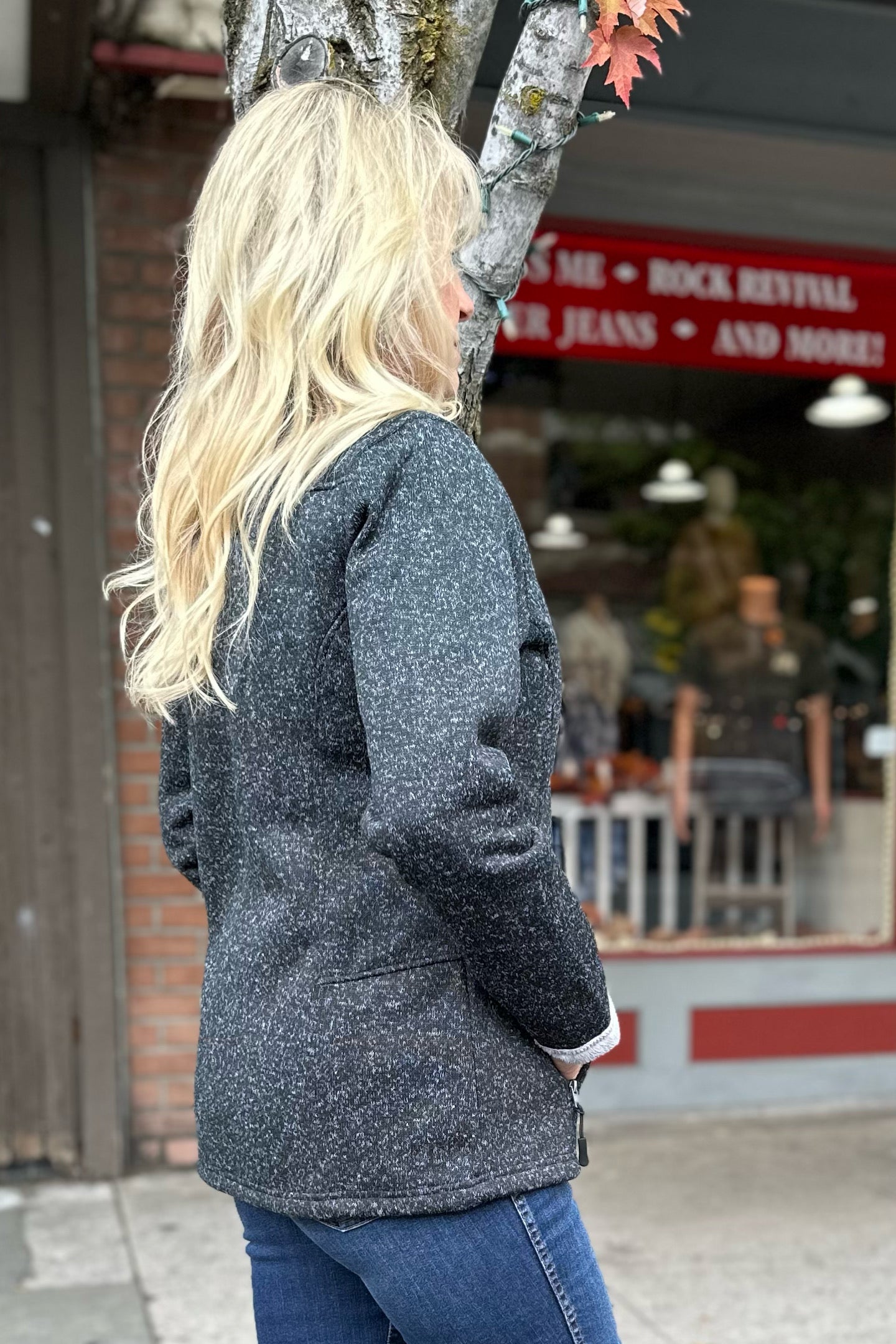 Women's Melange Micro Fur Black Jacket from Powder River by Panhandle-Jacket-Panhandle Slim-Gallop 'n Glitz- Women's Western Wear Boutique, Located in Grants Pass, Oregon