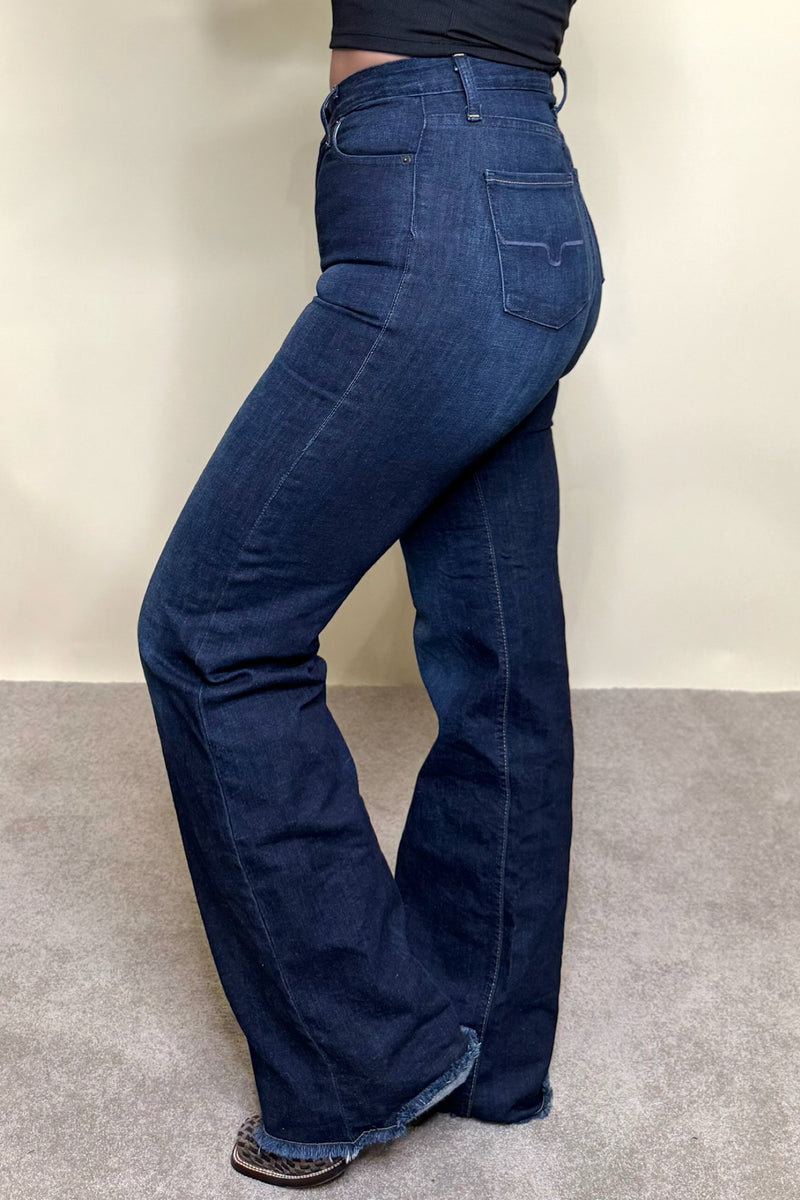 Kimes Ranch Women's Olivia DARK WASH High Rise Wide Leg Trouser Jeans-Trouser-Kimes-Gallop 'n Glitz- Women's Western Wear Boutique, Located in Grants Pass, Oregon