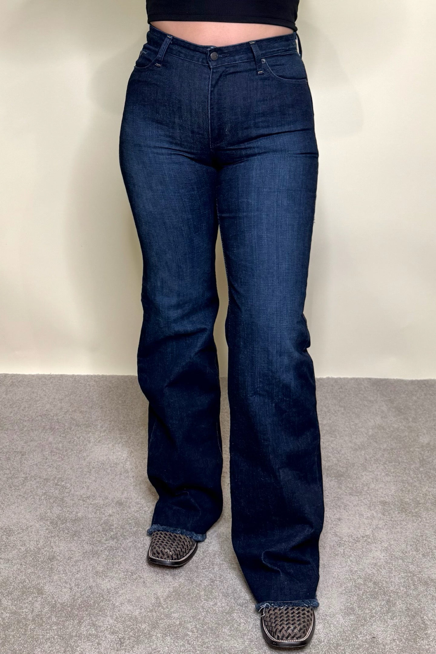 Kimes Ranch Women's Olivia DARK WASH High Rise Wide Leg Trouser Jeans-Trouser-Kimes-Gallop 'n Glitz- Women's Western Wear Boutique, Located in Grants Pass, Oregon