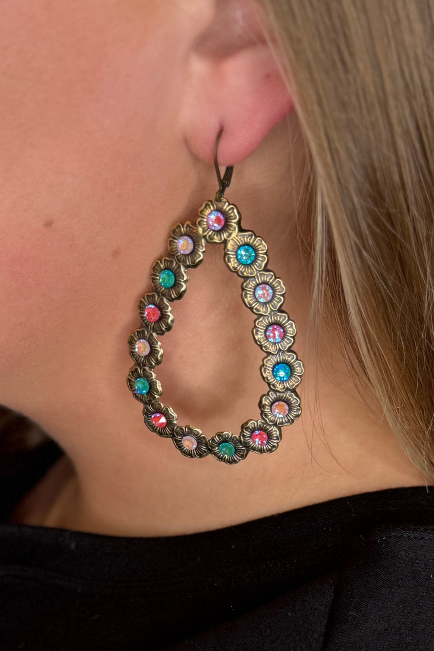 Gold/Multi Australian Crystal Earrings