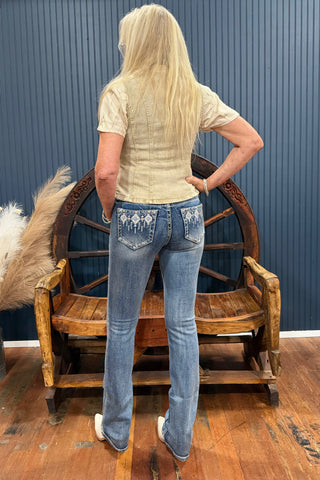 Embroidered Aztec Easy Fit Bootcut Jeans by Grace in LA-Bootcut-Grace in LA-Gallop 'n Glitz- Women's Western Wear Boutique, Located in Grants Pass, Oregon
