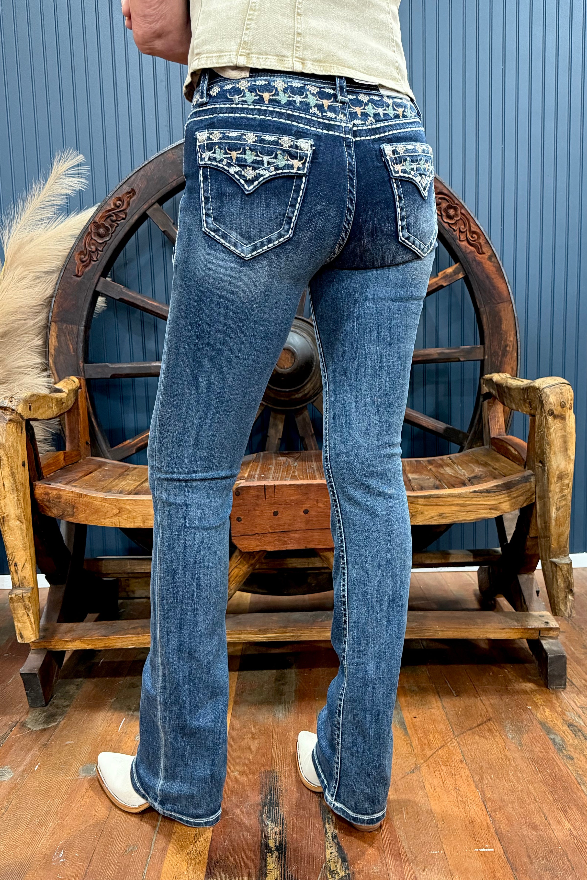 Western Emboidered Yoke Easy Fit Bootcut Jeans by Grace in LA-Bootcut-Grace in LA-Gallop 'n Glitz- Women's Western Wear Boutique, Located in Grants Pass, Oregon