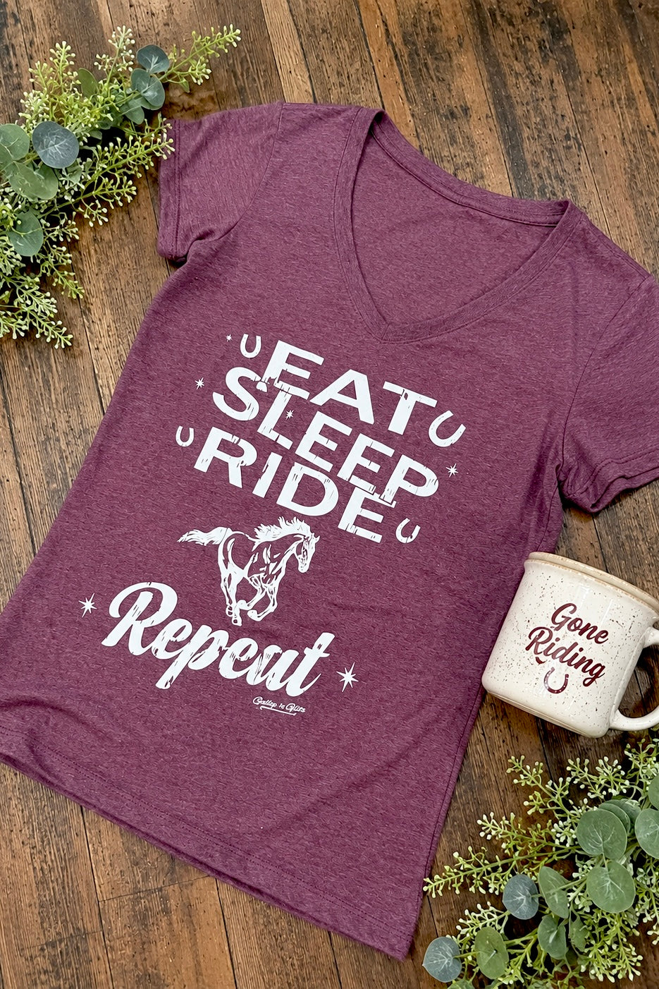 Eat. Sleep. Ride. Repeat-Graphic Tee-Gallop 'n Glitz-Gallop 'n Glitz- Women's Western Wear Boutique, Located in Grants Pass, Oregon