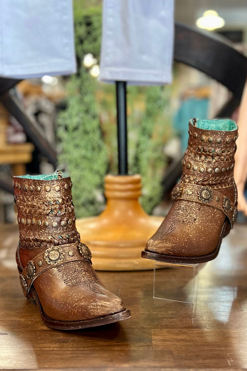 Corral West Ladies Bronze Ankle Boot-Women's Boot-Corral Boots-Gallop 'n Glitz- Women's Western Wear Boutique, Located in Grants Pass, Oregon