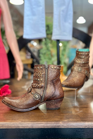 Corral West Ladies Bronze Ankle Boot-Women's Boot-Corral Boots-Gallop 'n Glitz- Women's Western Wear Boutique, Located in Grants Pass, Oregon