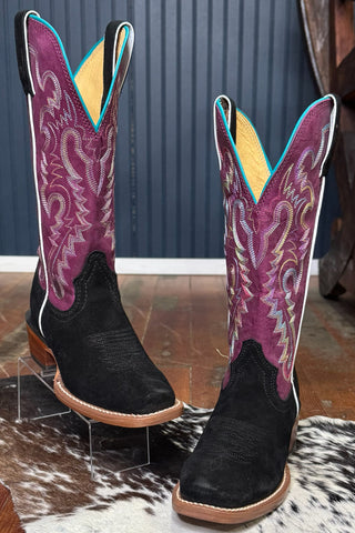 Women's Annie Up MIdnight Black Suede Boot by Justin-Women's Boot-Justin Boots-Gallop 'n Glitz- Women's Western Wear Boutique, Located in Grants Pass, Oregon