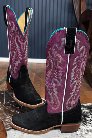 Women's Annie Up MIdnight Black Suede Boot by Justin-Women's Boot-Justin Boots-Gallop 'n Glitz- Women's Western Wear Boutique, Located in Grants Pass, Oregon