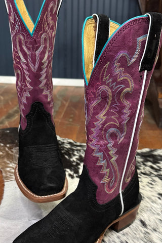 Women's Annie Up MIdnight Black Suede Boot by Justin-Women's Boot-Justin Boots-Gallop 'n Glitz- Women's Western Wear Boutique, Located in Grants Pass, Oregon