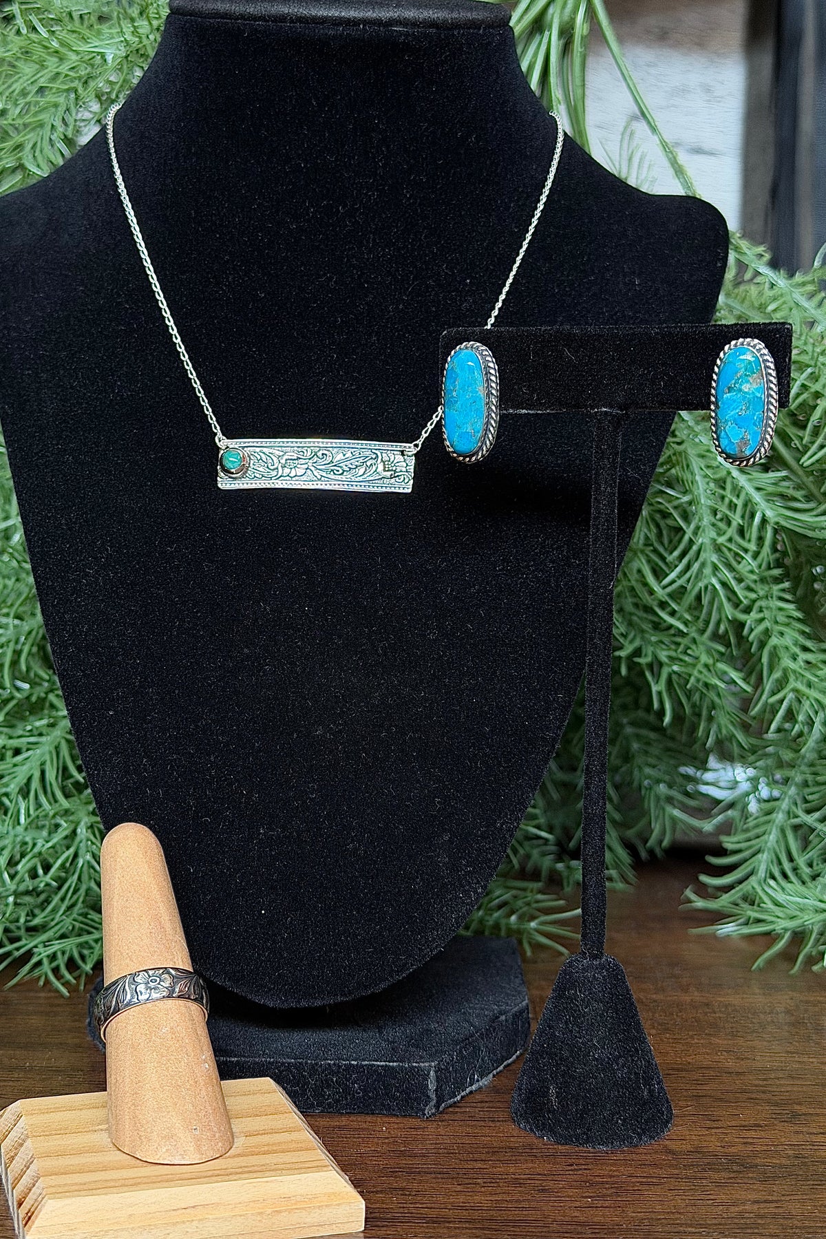 Sterling Silver Floral Stamped Bar Necklace-Jewelry-BOHO SOL-Gallop 'n Glitz- Women's Western Wear Boutique, Located in Grants Pass, Oregon