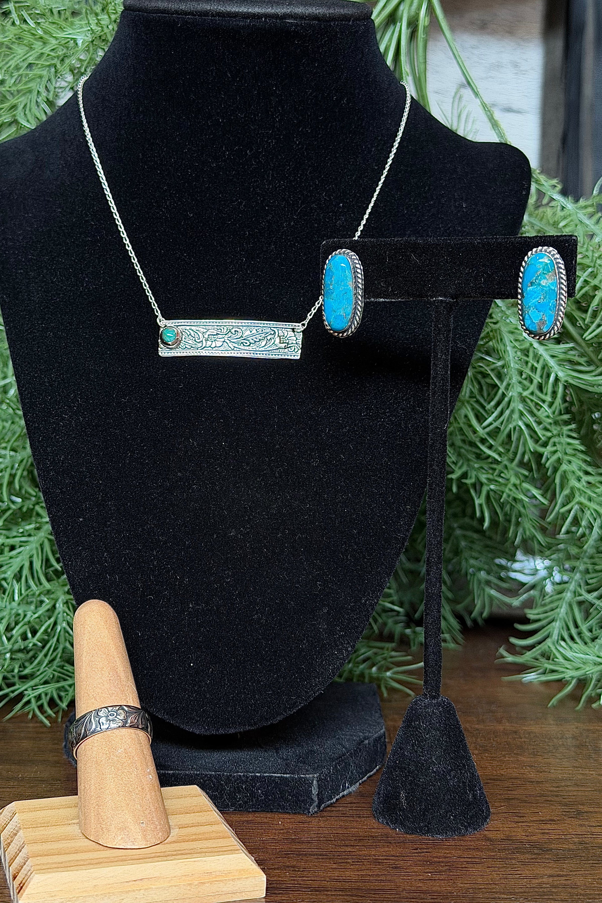 Sterling Silver Floral Stamped Bar Necklace-Jewelry-BOHO SOL-Gallop 'n Glitz- Women's Western Wear Boutique, Located in Grants Pass, Oregon