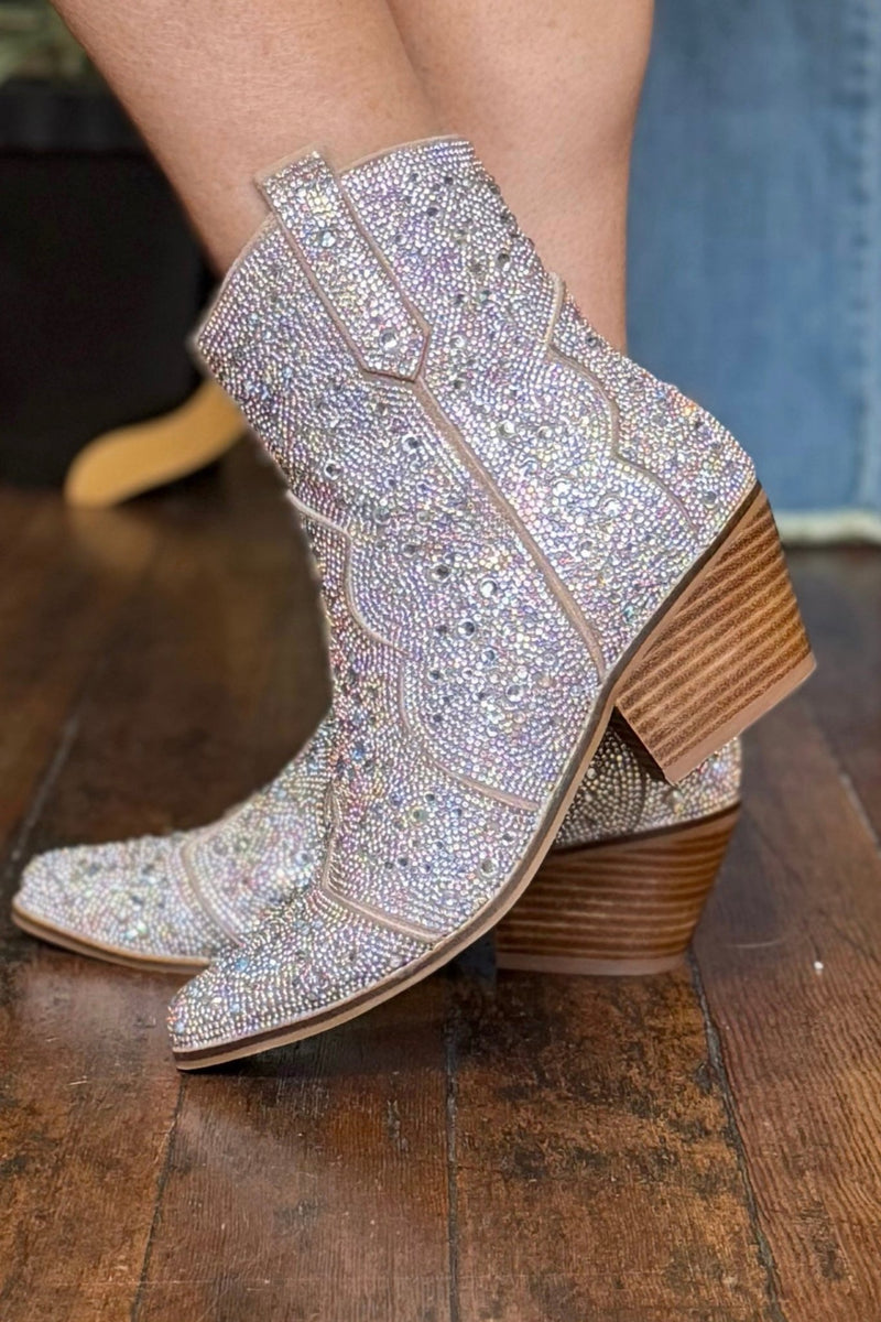 Clear Rhinestone Booties Clear Rhinestone Short Boot | GALLOP 'N GLITZ – Gallop 'n Glitz