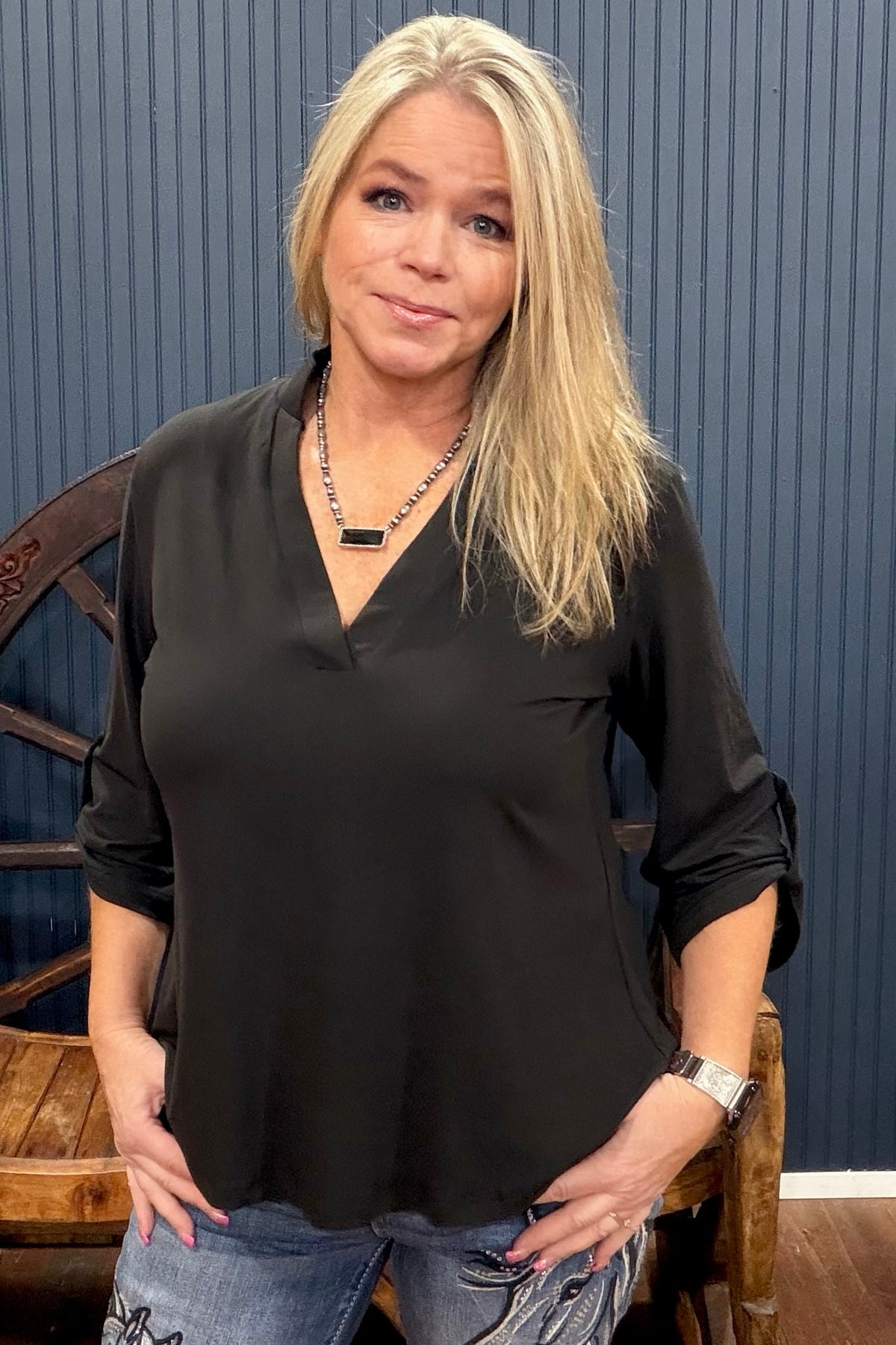 GNG EXCLUSIVE Not Your Basic Black Top-Top-Gallop 'n Glitz-Gallop 'n Glitz- Women's Western Wear Boutique, Located in Grants Pass, Oregon