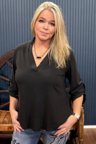 GNG EXCLUSIVE Not Your Basic Black Top-Top-Gallop 'n Glitz-Gallop 'n Glitz- Women's Western Wear Boutique, Located in Grants Pass, Oregon