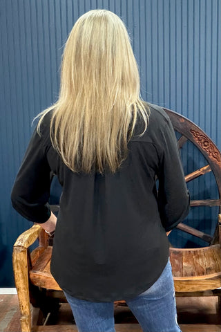GNG EXCLUSIVE Not Your Basic Black Top-Top-Gallop 'n Glitz-Gallop 'n Glitz- Women's Western Wear Boutique, Located in Grants Pass, Oregon