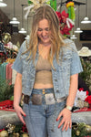 Rebel Light Washed Short Sleeve Cropped Jacket-Jacket-Hidden-Gallop 'n Glitz- Women's Western Wear Boutique, Located in Grants Pass, Oregon