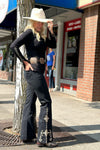 Rock & Roll Women's Hooey Black Midrise Trouser w/Embroidery-Trouser-Rock & Roll Denim-Gallop 'n Glitz- Women's Western Wear Boutique, Located in Grants Pass, Oregon