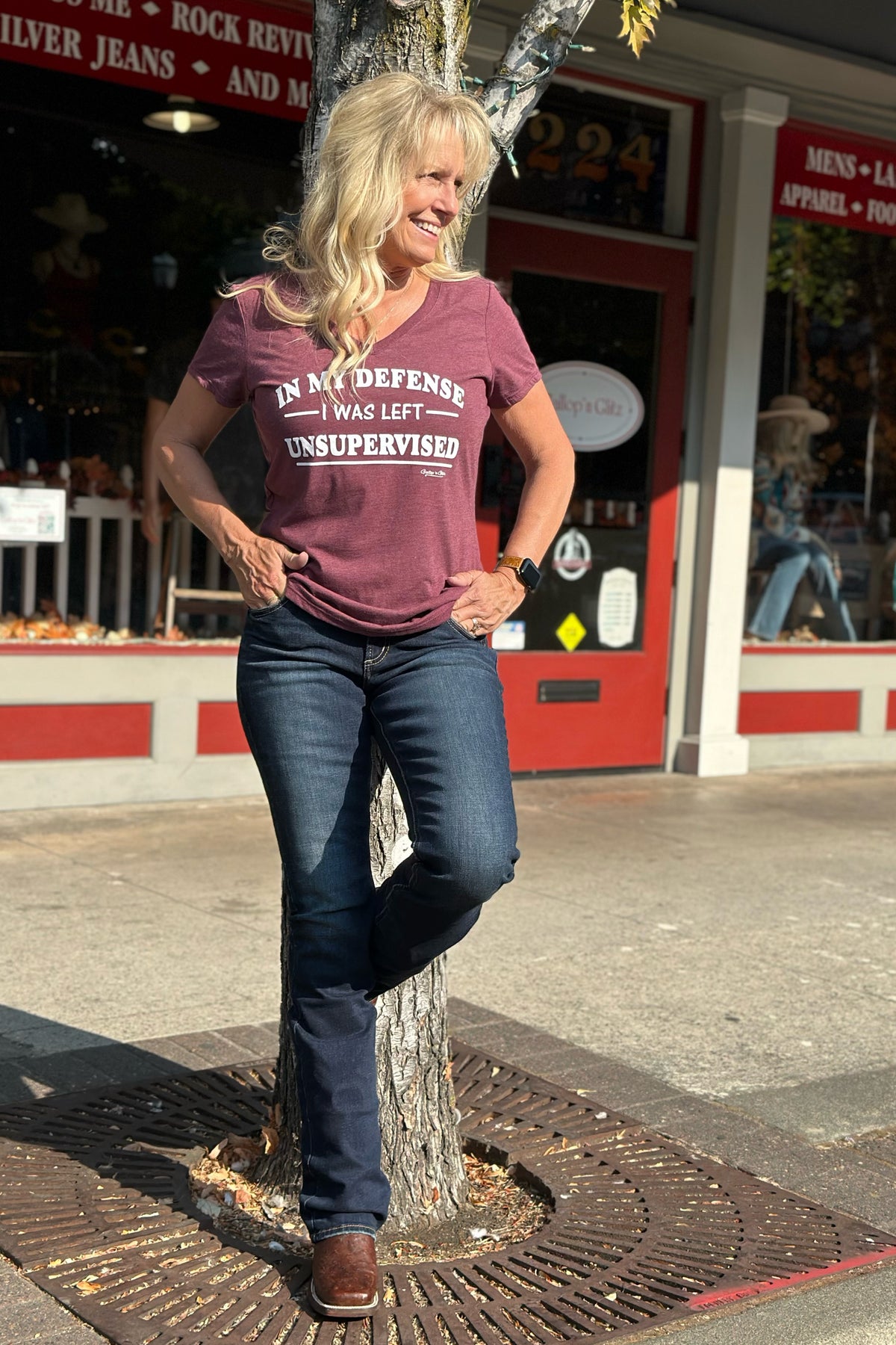In My Defense I Was Left Unsupervised Tee-Graphic Tee-Gallop 'n Glitz-Gallop 'n Glitz- Women's Western Wear Boutique, Located in Grants Pass, Oregon