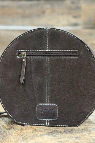 Brown Suede Boot Stitch Canteen Bag