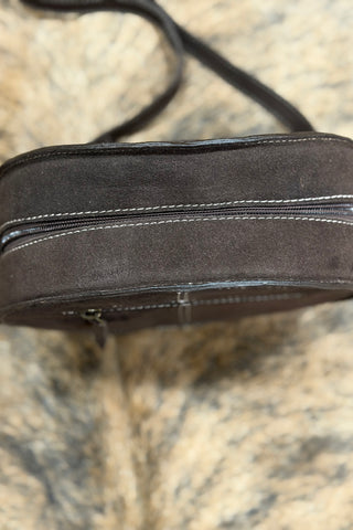 Brown Suede Boot Stitch Canteen Bag