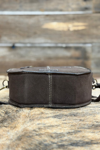 Brown Suede Boot Stitch Canteen Bag