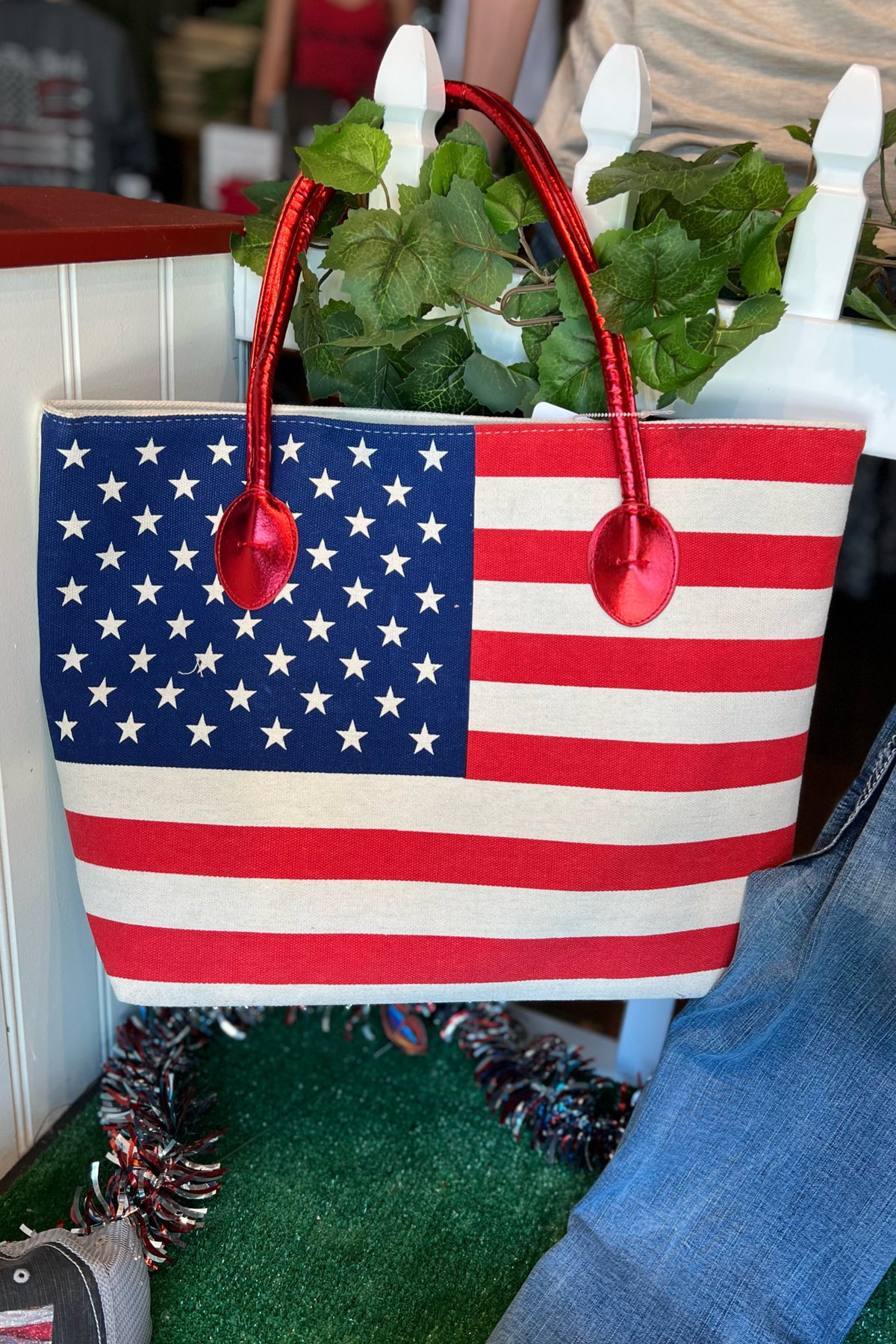 American Flag Canvas Tote-Handbags & Accessories-Cap Zone-Gallop 'n Glitz- Women's Western Wear Boutique, Located in Grants Pass, Oregon