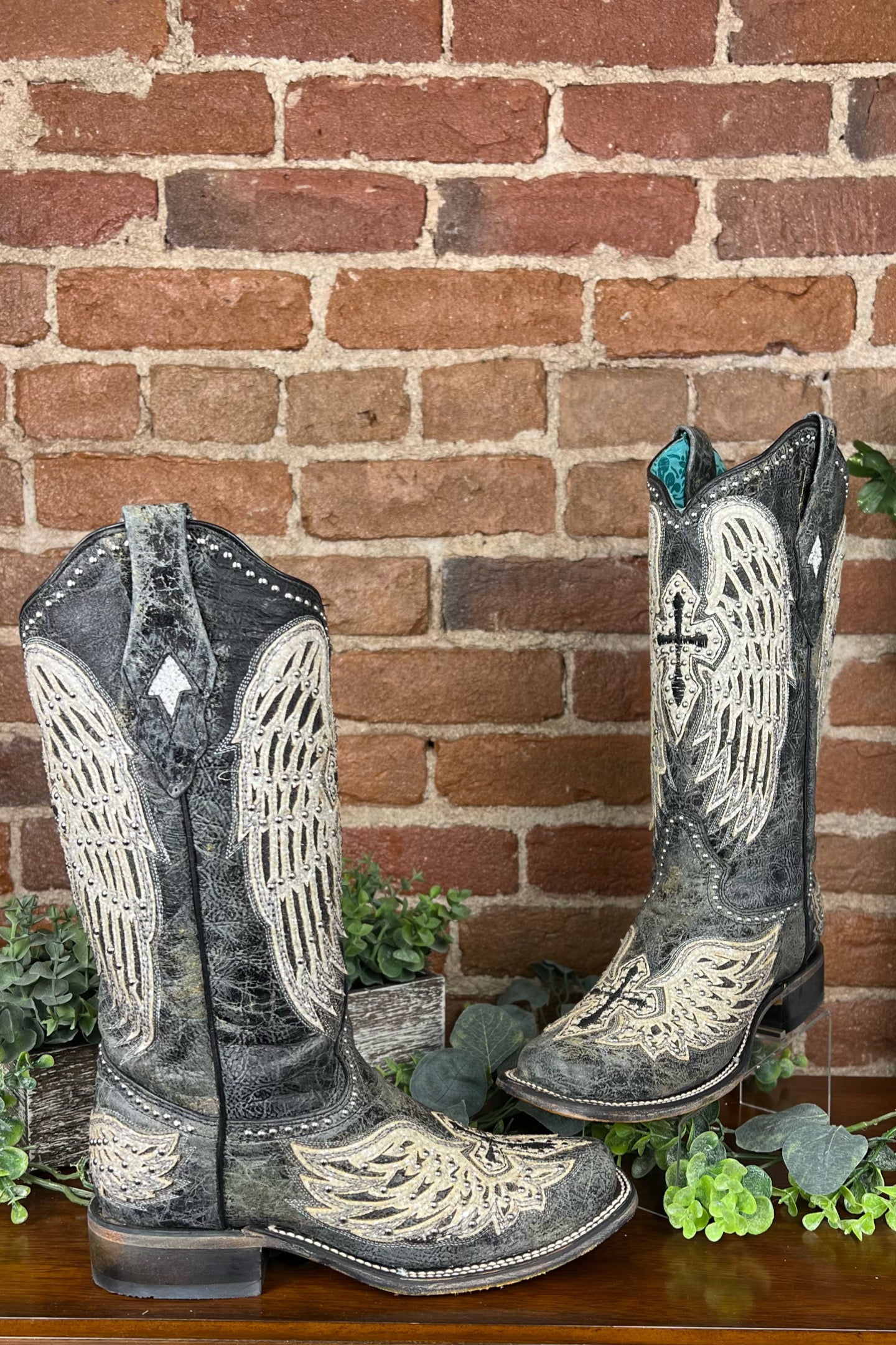 Corral Women's Black Cross & Wings Stud Boots-Boot-Corral Boots-Gallop 'n Glitz- Women's Western Wear Boutique, Located in Grants Pass, Oregon