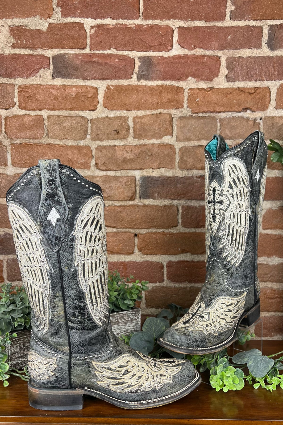Corral Women's Black Cross & Wings Stud Boots-Women's Boot-Corral Boots-Gallop 'n Glitz- Women's Western Wear Boutique, Located in Grants Pass, Oregon