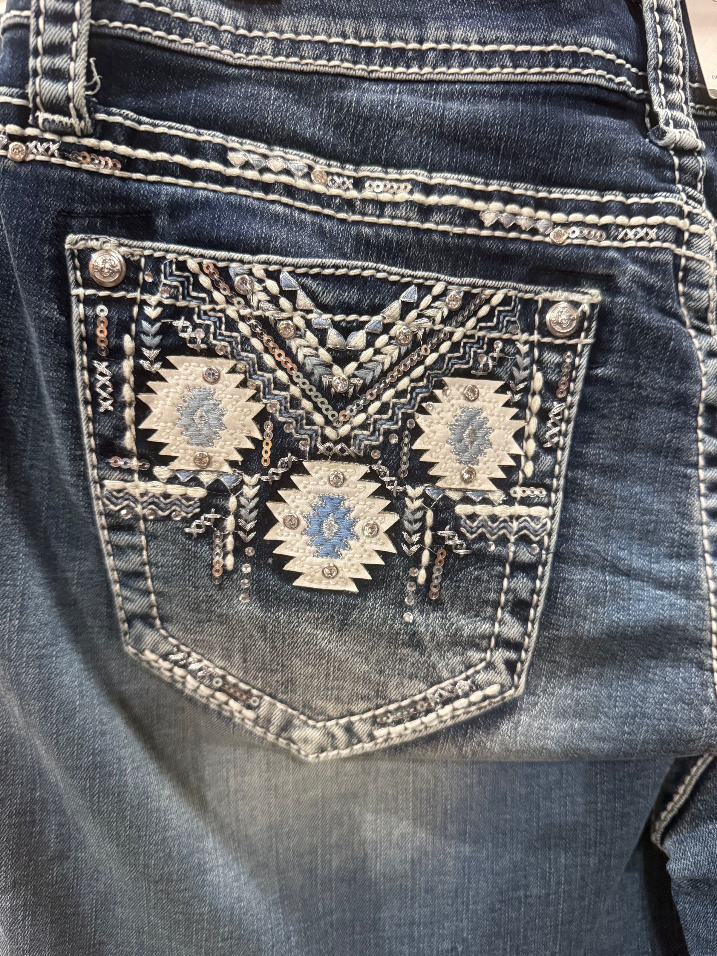 Embroidered Aztec Easy Fit Denim Shorts by Grace in LA-Shorts-Grace in LA-Gallop 'n Glitz- Women's Western Wear Boutique, Located in Grants Pass, Oregon