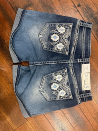 Embroidered Aztec Easy Fit Denim Shorts by Grace in LA-Shorts-Grace in LA-Gallop 'n Glitz- Women's Western Wear Boutique, Located in Grants Pass, Oregon