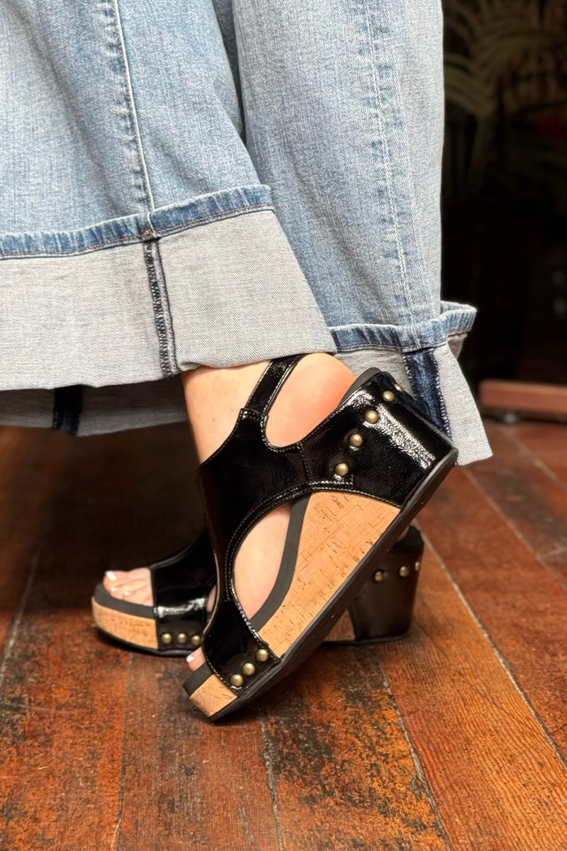 CARLEY By Corkys Black Crinkle Sandal-Women's Shoes-Corkys-Gallop 'n Glitz- Women's Western Wear Boutique, Located in Grants Pass, Oregon