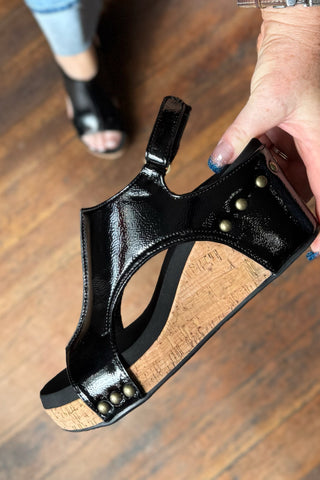 CARLEY By Corkys Black Crinkle Sandal-Women's Shoes-Corkys-Gallop 'n Glitz- Women's Western Wear Boutique, Located in Grants Pass, Oregon