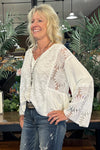 V- Neck Flare Sleeve Lace Detail Ivory Top by POL-top-POL-Gallop 'n Glitz- Women's Western Wear Boutique, Located in Grants Pass, Oregon