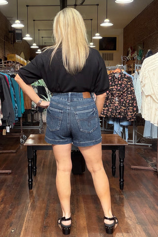 test Judy Blue Slim HW Tummy Control Shorts-Gallop 'n Glitz-Gallop 'n Glitz- Women's Western Wear Boutique, Located in Grants Pass, Oregon