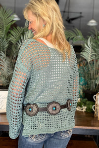 Crochet Mesh Top with Bell Sleeves by POL-top-POL-Gallop 'n Glitz- Women's Western Wear Boutique, Located in Grants Pass, Oregon