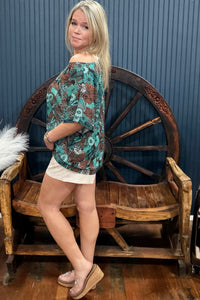Tattoos In Turquoise Mesh Top-Mesh Top-Sterling Kreek-Gallop 'n Glitz- Women's Western Wear Boutique, Located in Grants Pass, Oregon