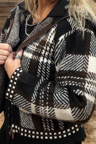 Espresso and Cream Knit Jacket by Kut From The Kloth-Jacket-Kut From The Kloth-Gallop 'n Glitz- Women's Western Wear Boutique, Located in Grants Pass, Oregon