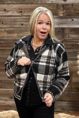 Espresso and Cream Knit Jacket by Kut From The Kloth-Jacket-Kut From The Kloth-Gallop 'n Glitz- Women's Western Wear Boutique, Located in Grants Pass, Oregon