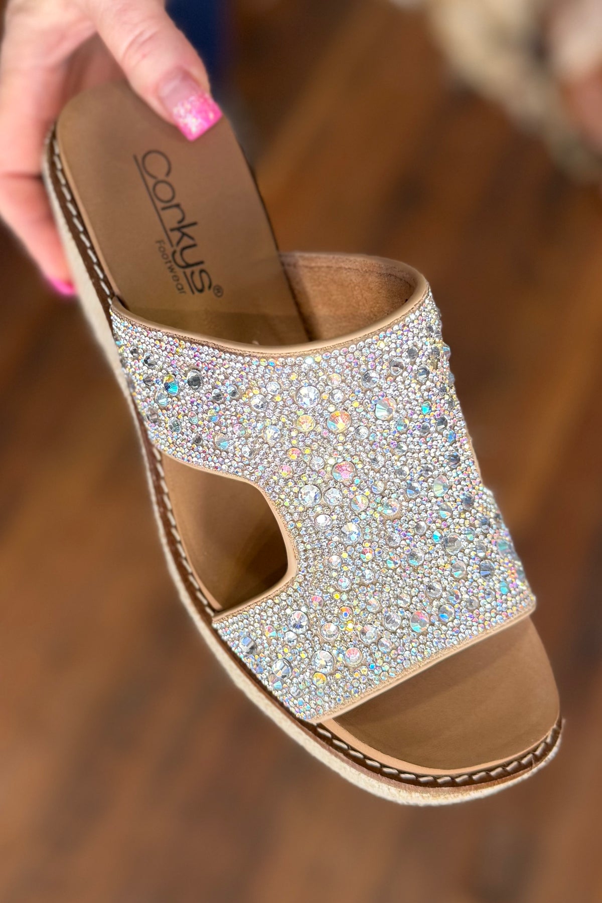 KISS N TELL Rhinestone Wedges By Corkys-Women's Shoes-Corkys-Gallop 'n Glitz- Women's Western Wear Boutique, Located in Grants Pass, Oregon