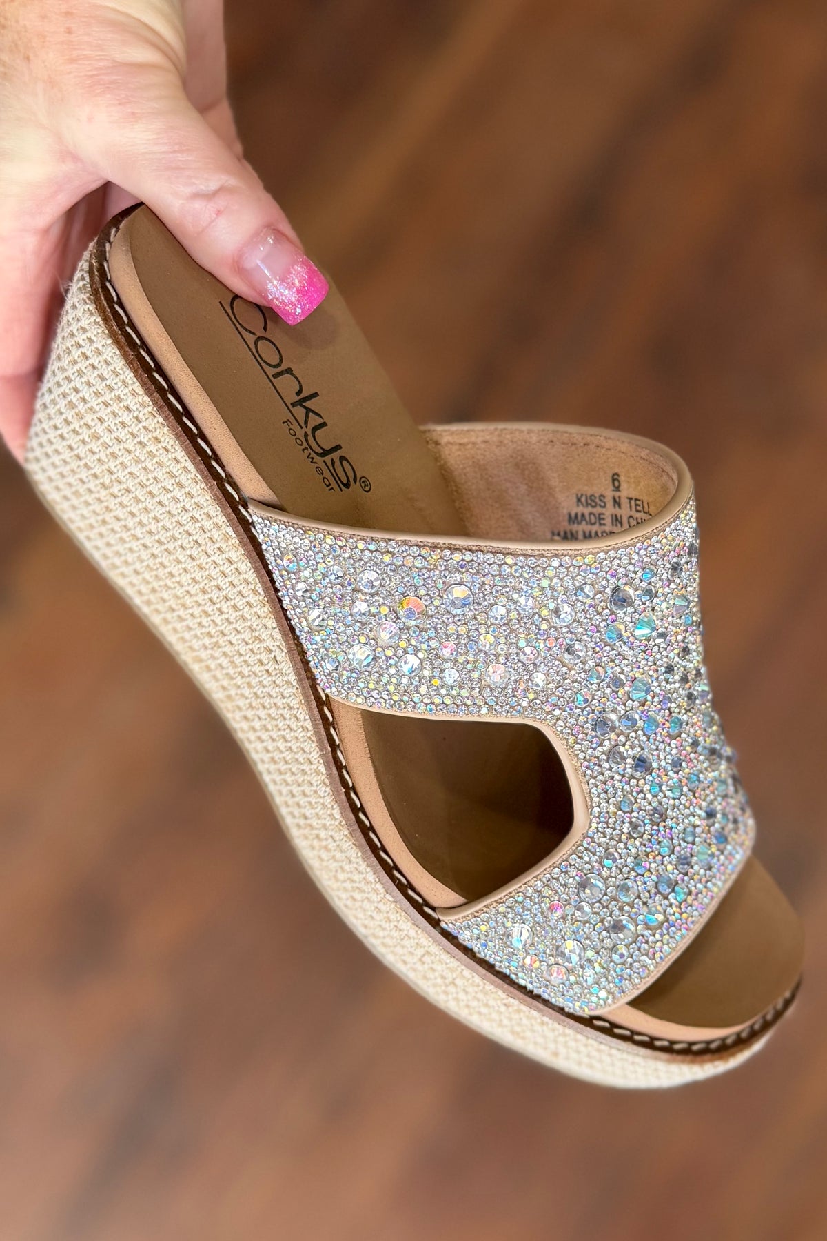KISS N TELL Rhinestone Wedges By Corkys-Women's Shoes-Corkys-Gallop 'n Glitz- Women's Western Wear Boutique, Located in Grants Pass, Oregon