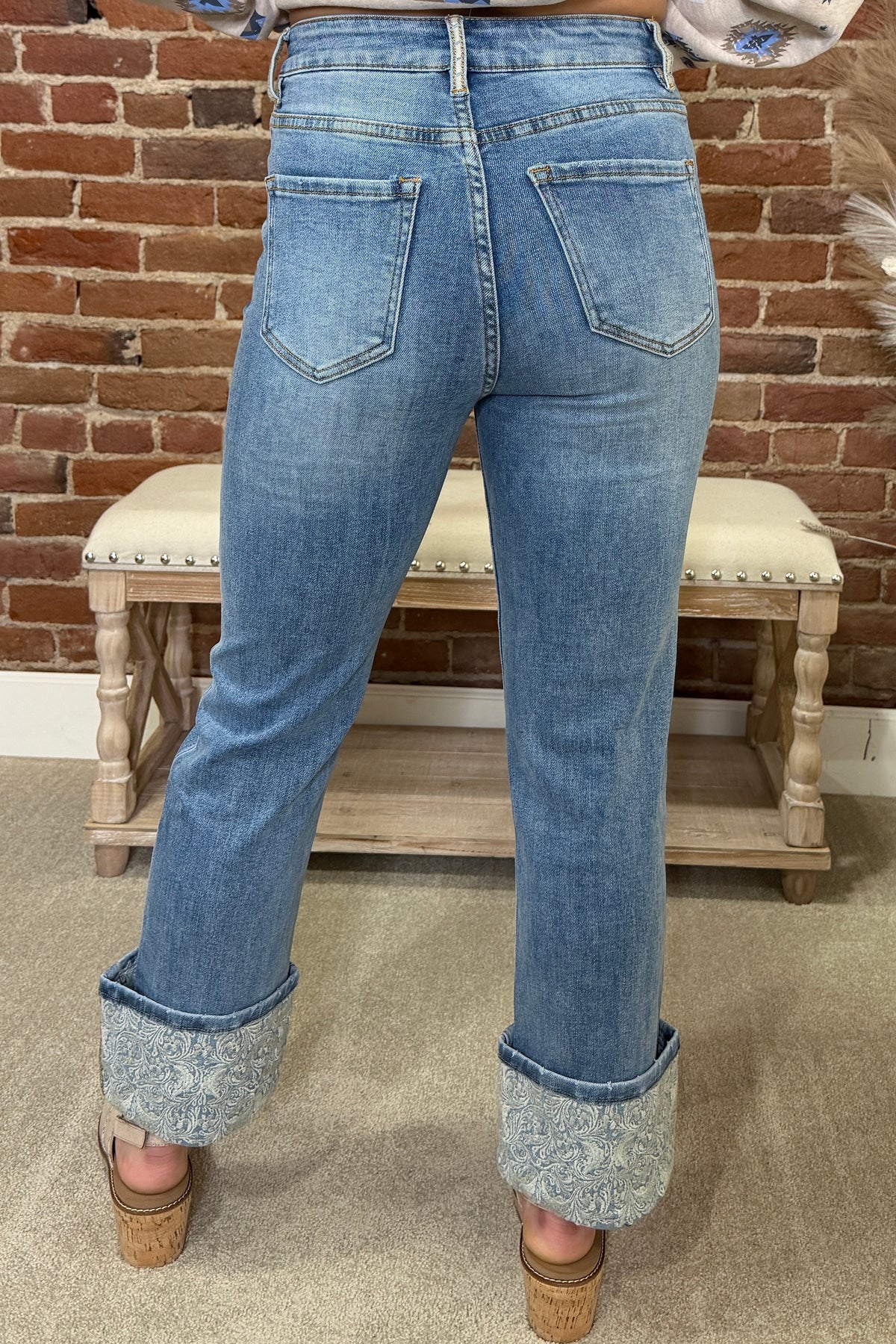 Kreek Embroidered Cuffed Jeans-Straight-Sterling Kreek-Gallop 'n Glitz- Women's Western Wear Boutique, Located in Grants Pass, Oregon