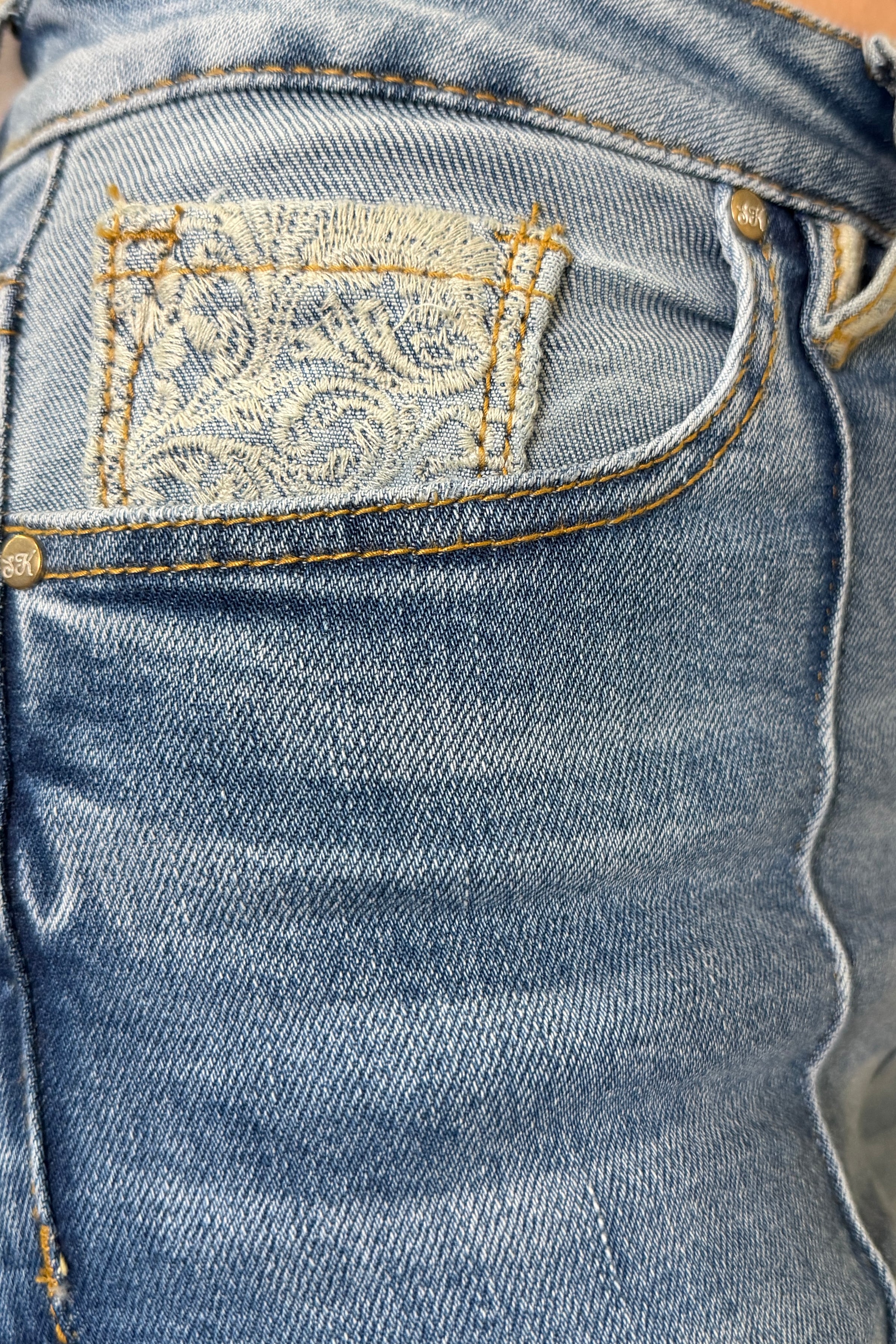 Kreek Embroidered Cuffed Jeans-Straight-Sterling Kreek-Gallop 'n Glitz- Women's Western Wear Boutique, Located in Grants Pass, Oregon